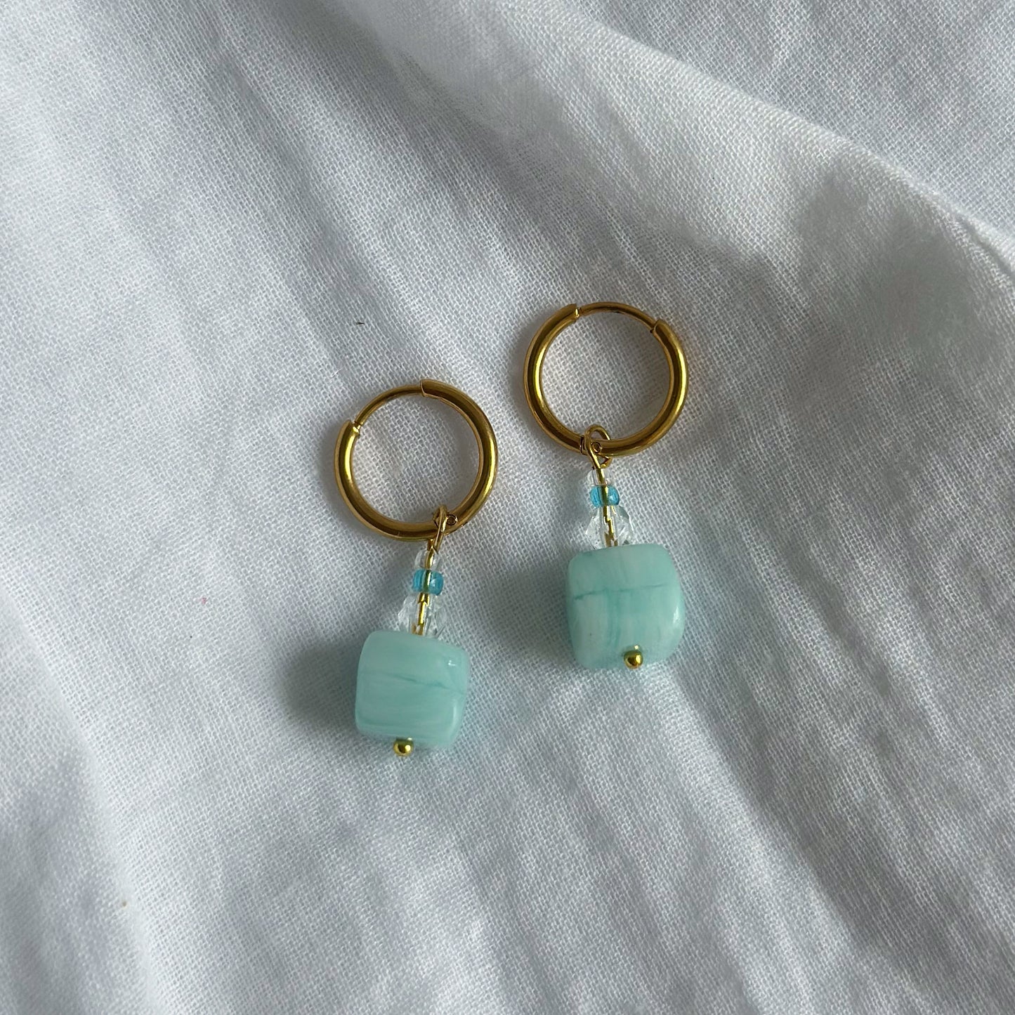 Turquoise Glass Bead Earrings