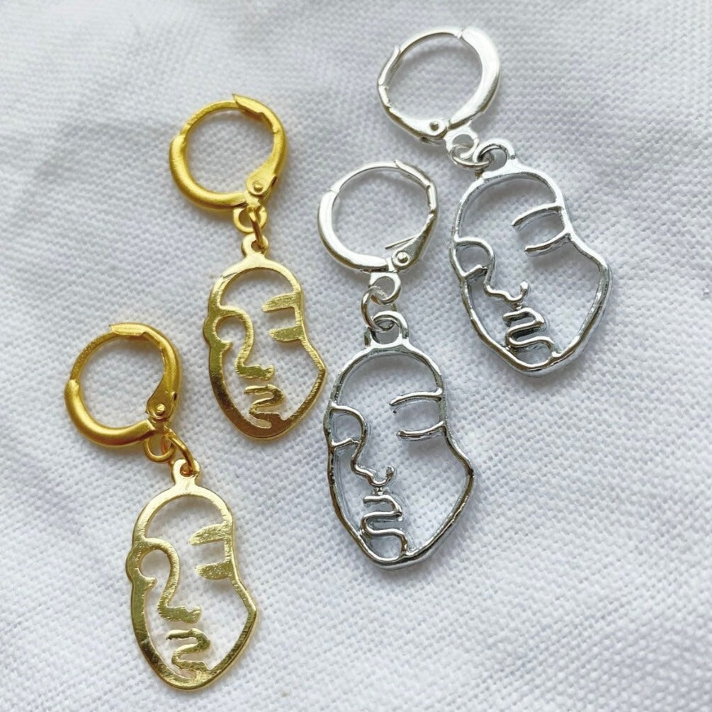 Abstract hot sale face earrings