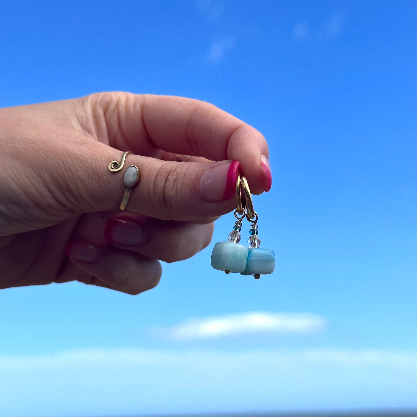 Turquoise Glass Bead Earrings